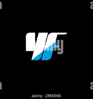 YF letter logo design on black background. YF creative initials letter logo concept. YF icon design. YF white and blue letter icon design on black bac Stock Vector