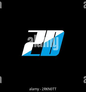 ZD letter logo design on black background. ZD creative initials letter logo concept. ZD icon design. ZD white and blue letter icon design on black bac Stock Vector