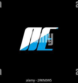 NE letter logo design on black background. NE creative initials letter logo concept. NE icon design. NE white and blue letter icon design on black bac Stock Vector