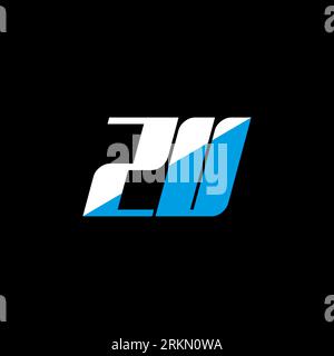 ZU letter logo design on black background. ZU creative initials letter logo concept. ZU icon design. ZU white and blue letter icon design on black bac Stock Vector