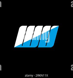WU letter logo design on black background. WU creative initials letter logo concept. WU icon design. WU white and blue letter icon design on black bac Stock Vector