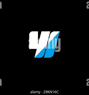 YI letter logo design on black background. YI creative initials letter logo concept. YI icon design. YI white and blue letter icon design on black bac Stock Vector
