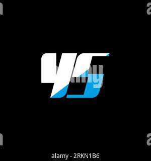 YS letter logo design on black background. YS creative initials letter logo concept. YS icon design. YS white and blue letter icon design on black bac Stock Vector