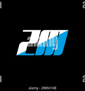 ZM letter logo design on black background. ZM creative initials letter logo concept. ZM icon design. ZM white and blue letter icon design on black bac Stock Vector