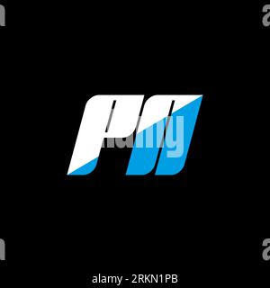 PN letter logo design on black background. PN creative initials letter logo concept. PN icon design. PN white and blue letter icon design on black bac Stock Vector
