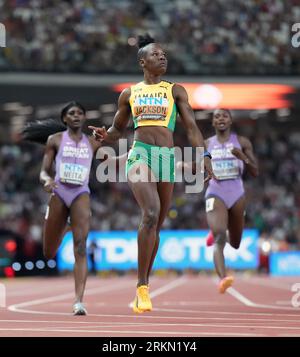 Jamaica’s Shericka Jackson wins the Women’s 200m final ahead of Great Britain’s Dina Asher-Smith and compatriot Daryll Neita on day seven of the World Athletics Championships at the National Athletics Centre in Budapest, Hungary. Picture date: Friday August 25, 2023. Stock Photo