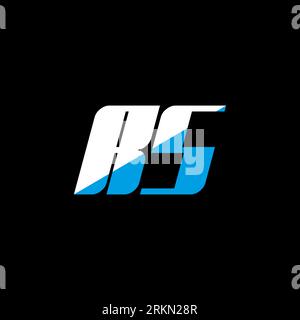RS letter logo design on black background. RS creative initials letter logo concept. RS icon design. RS white and blue letter icon design on black bac Stock Vector