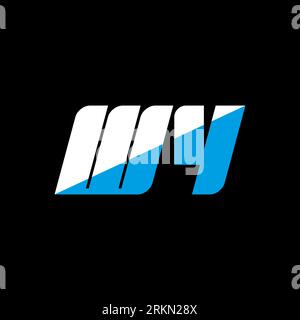 WY letter logo design on black background. WY creative initials letter logo concept. WY icon design. WY white and blue letter icon design on black bac Stock Vector