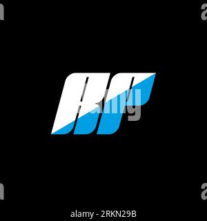 RP letter logo design on black background. RP creative initials letter logo concept. RP icon design. RP white and blue letter icon design on black bac Stock Vector