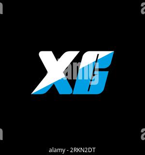 XG letter logo design on black background. XG creative initials letter logo concept. XG icon design. XG white and blue letter icon design on black bac Stock Vector