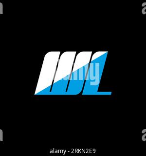 WL letter logo design on black background. WL creative initials letter logo concept. WL icon design. WL white and blue letter icon design on black bac Stock Vector
