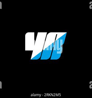 YR letter logo design on black background. YR creative initials letter logo concept. YR icon design. YR white and blue letter icon design on black bac Stock Vector