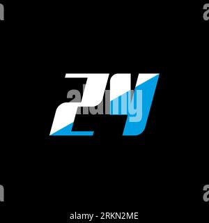 ZY letter logo design on black background. ZY creative initials letter logo concept. ZY icon design. ZY white and blue letter icon design on black bac Stock Vector
