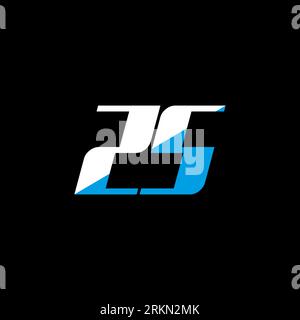 ZS letter logo design on black background. ZS creative initials letter logo concept. ZS icon design. ZS white and blue letter icon design on black bac Stock Vector