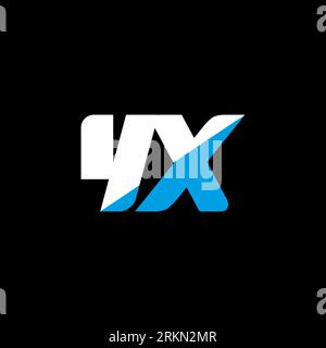 YX letter logo design on black background. YX creative initials letter logo concept. YX icon design. YX white and blue letter icon design on black bac Stock Vector