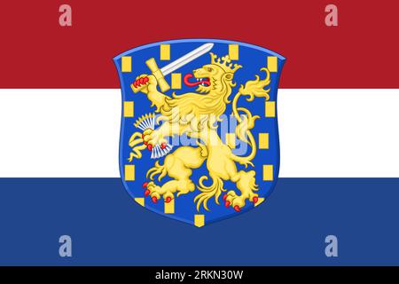 The official current flag and coat of arms of Caribbean Netherlands. State flag of Caribbean Netherlands. Bonaire, St. Eustatius and Saba. Illustratio Stock Photo