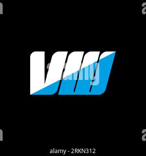 VW letter logo design on black background. VW creative initials letter logo concept. VW icon design. VW white and blue letter icon design on black bac Stock Vector