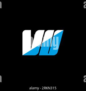 VU letter logo design on black background. VU creative initials letter logo concept. VU icon design. VU white and blue letter icon design on black bac Stock Vector