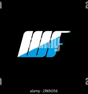 WF letter logo design on black background. WF creative initials letter logo concept. WF icon design. WF white and blue letter icon design on black bac Stock Vector