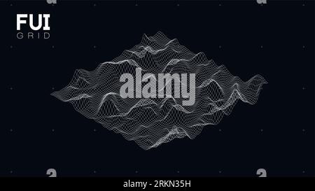 FUI GUI 3D Vector Landscape Scan Grid. Abstract futuristic background. Sci-Fi Hi-Tech design Stock Vector