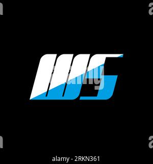 WS letter logo design on black background. WS creative initials letter logo concept. WS icon design. WS white and blue letter icon design on black bac Stock Vector