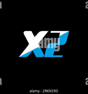 XZ letter logo design on black background. XZ creative initials letter logo concept. XZ icon design. XZ white and blue letter icon design on black bac Stock Vector