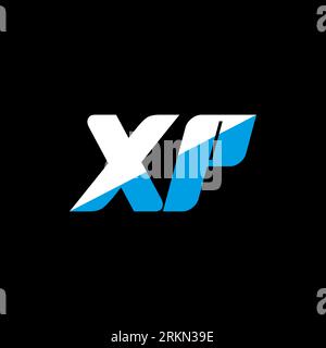 XP letter logo design on black background. XP creative initials letter logo concept. XP icon design. XP white and blue letter icon design on black bac Stock Vector