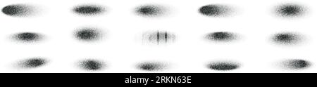Noise texture with gradient grain, circle effect, grainy sand gradation and sphere. Flat vector illustrations isolated in background. Stock Vector