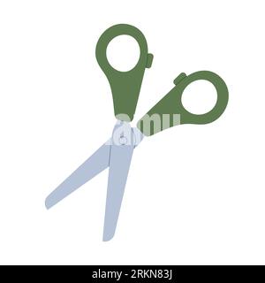 Scissors. Cutting tool with round holes and blades. Flat vector illustration isolated on white background. Stock Vector