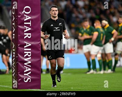 Twickenham, United Kingdom. 25th Aug, 2023. New Zealand V South Africa 2023 Rugby World Cup warm up match for the Qatar Airways Cup. Twickenham Stadium. Twickenham. Will Jordan (New Zeland) during the New Zealand V South Africa 2023 Rugby World Cup warm up match for the Qatar Airways Cup. Credit: Sport In Pictures/Alamy Live News Stock Photo