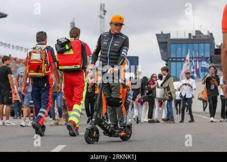 Zandvoort, Netherlands. 25th Aug, 2023. Lando Norris 4 (GBR), McLaren MCL60 scooter during the FORMULA 1 HEINEKEN DUTCH GP at CM.com Circuit Zandvoort, Zandvoort, Netherlands on 25 August 2023 Credit: Every Second Media/Alamy Live News Stock Photo