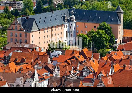 View of the city centre with Guelph Castle, Germany, Lower Saxony, Hannoversch Muenden Stock Photo