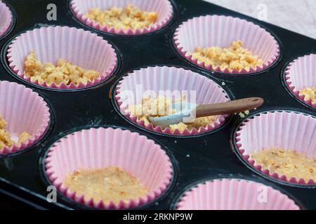 selfmade wild strawberry crumbles Stock Photo