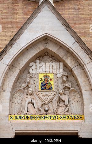 Mosaic of of the Our Lady of Perpetual Help on the lunette of the Church of Saint Alphonsus of Liguori, Rome, Italy Stock Photo