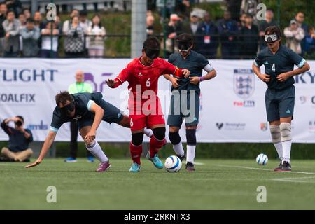 Birmingham, UK. 25th Aug, 2023. Argentina win the IBSA Blind Football World Cup final 2 - 0 on penalties against China at Birmingham University, 25th August, 2023. Credit: Peter Lopeman/Alamy Live News Stock Photo