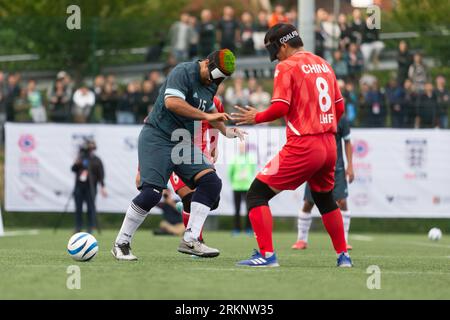 Birmingham, UK. 25th Aug, 2023. Argentina win the IBSA Blind Football World Cup final  2 - 1 on penalties against China at Birmingham University, 25th August, 2023. Credit: Peter Lopeman/Alamy Live News Stock Photo