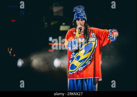 Leeds, UK. 25th Aug, 2023. Billie Eilish headlines day 1 of Leeds Festival. Credit: Thomas Jackson/Alamy Live News Stock Photo