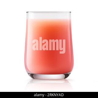 Glass of pink fruit juice or cocktail, isolated on white background Stock Photo