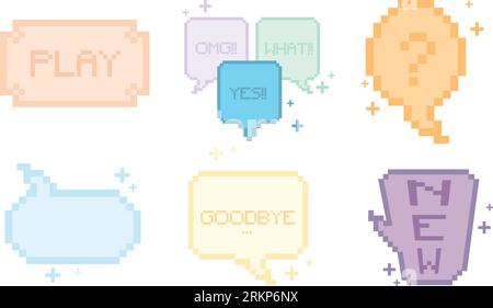 Set of pixelated comic speech bubble chats Vector Stock Vector