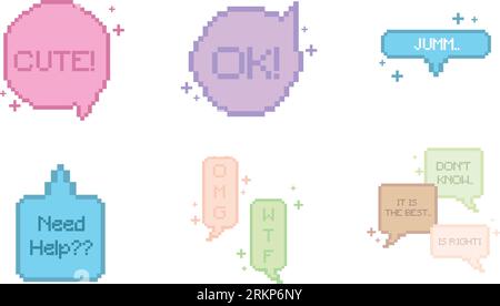 Set of pixelated comic speech bubble chats Vector Stock Vector