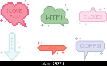 Set of pixelated comic speech bubble chats Vector Stock Vector