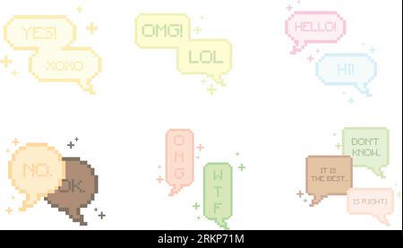Set of pixelated comic speech bubble chats Vector Stock Vector