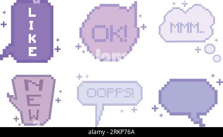 Set of pixelated comic speech bubble chats Vector Stock Vector