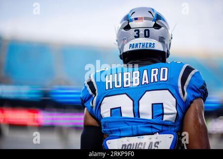 Carolina Panthers running back Chuba Hubbard (30) plays during an NFL  football game between the Carolina Panthers and the Denver Broncos on Sunday,  Nov. 27, 2022, in Charlotte, N.C. (AP Photo/Jacob Kupferman