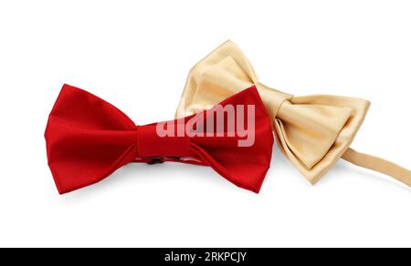Different stylish bow ties on white background Stock Photo