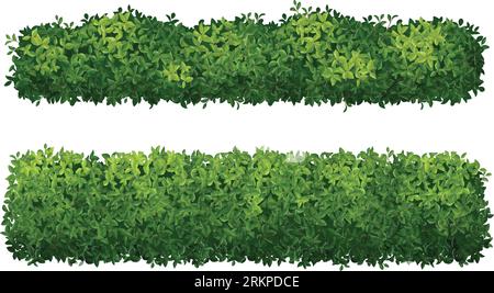 Realistic bushes green hedges set isolated on white background vector illustration Stock Vector