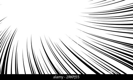 A wavy black saturated line focused on the upper left. Rectangular background illustration material with cartoon effect lines. Stock Vector