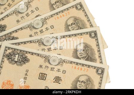 Vintage Empire Of Japan 1 Yen Banknote Japanese Currency Post WWII US Occupation Stock Photo