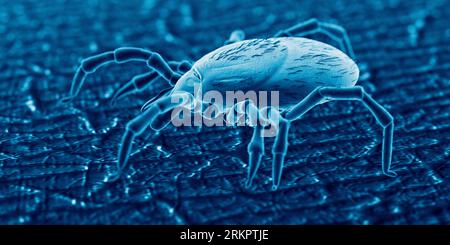 Tick on human skin, illustration. Stock Photo