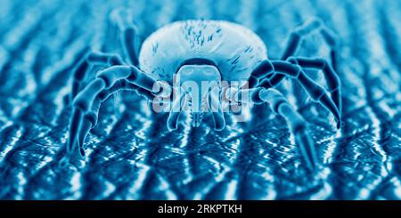 Tick on human skin, illustration. Stock Photo